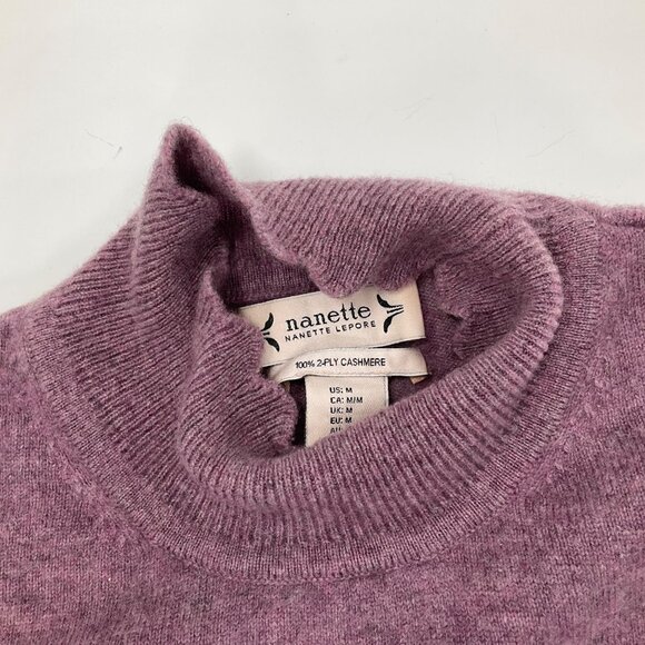 Nanette Lepore Womens Purple Cashmere Ruffle Sweater Size M preppy classic soft - Picture 4 of 10